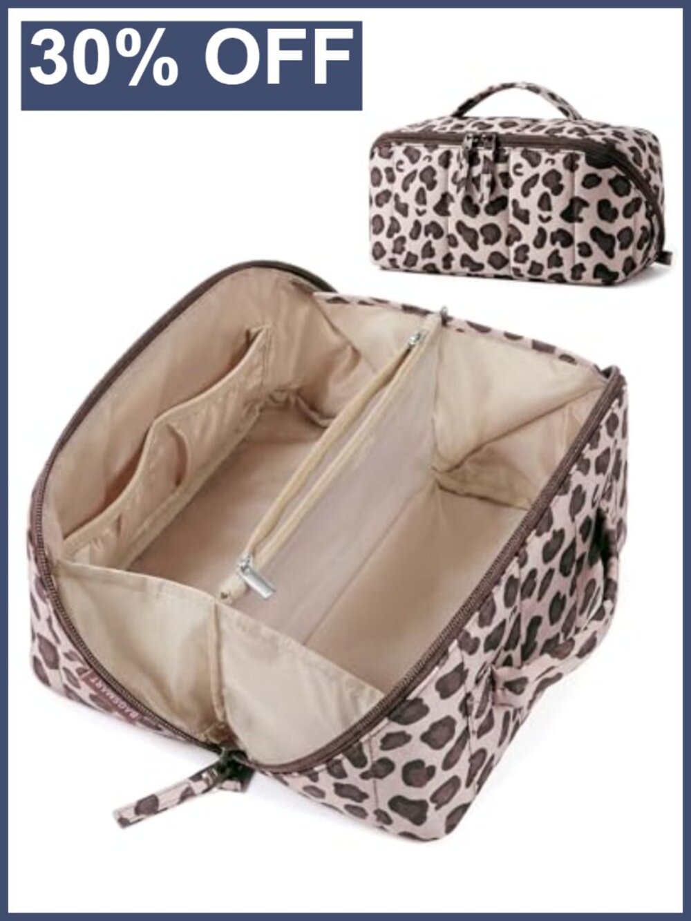 Puffy Quilted Open Flat Travel Makeup Bag Large Toiletry Organizer